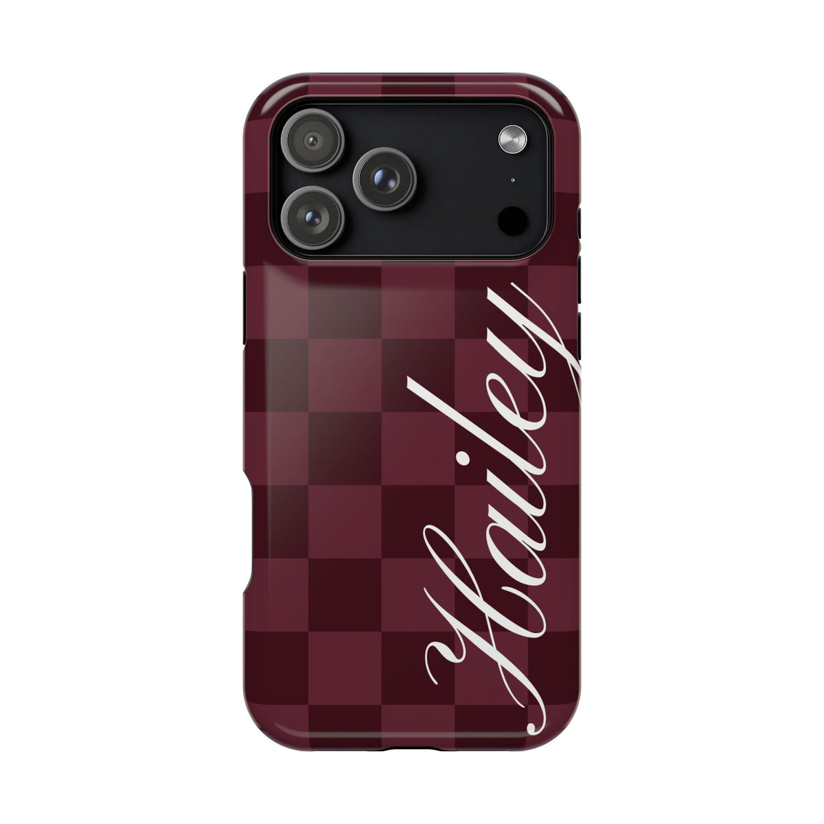 Custom Burgundy Checkered iPhone Case