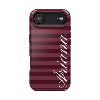 Custom Burgundy Classic Striped iPhone Case