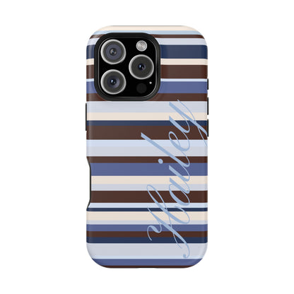 Custom Blueberry Mocha Stripes iPhone Case