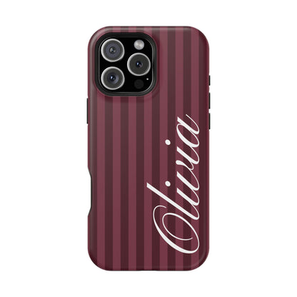 Custom Burgundy Stripes iPhone Case