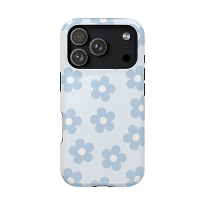 Light Blue Retro Flowers iPhone Case
