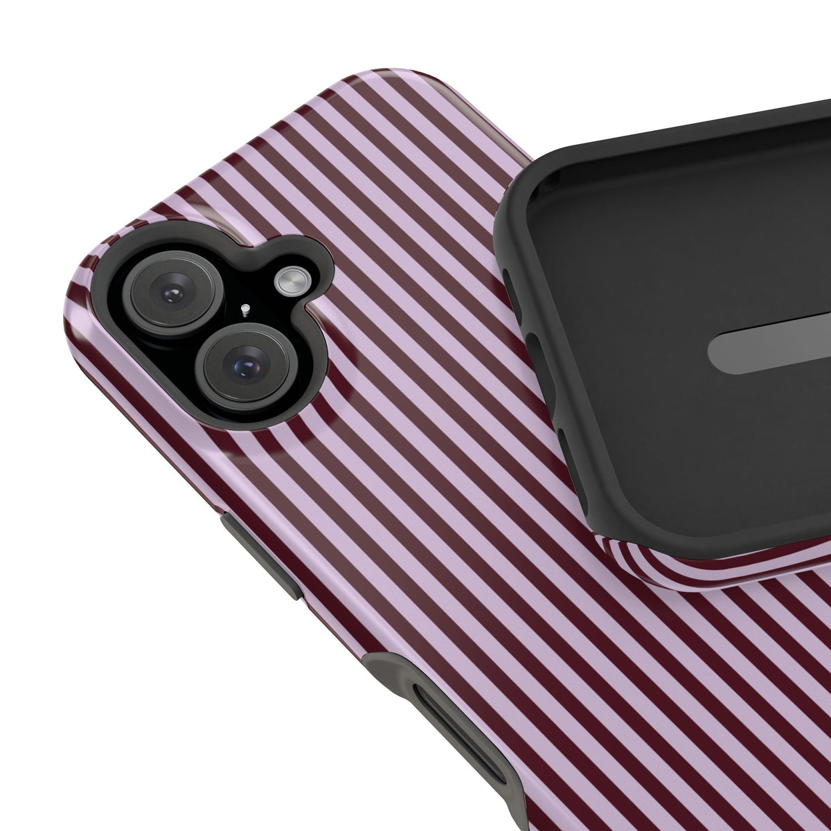 Burgundy & Violet Pinstripes iPhone Case