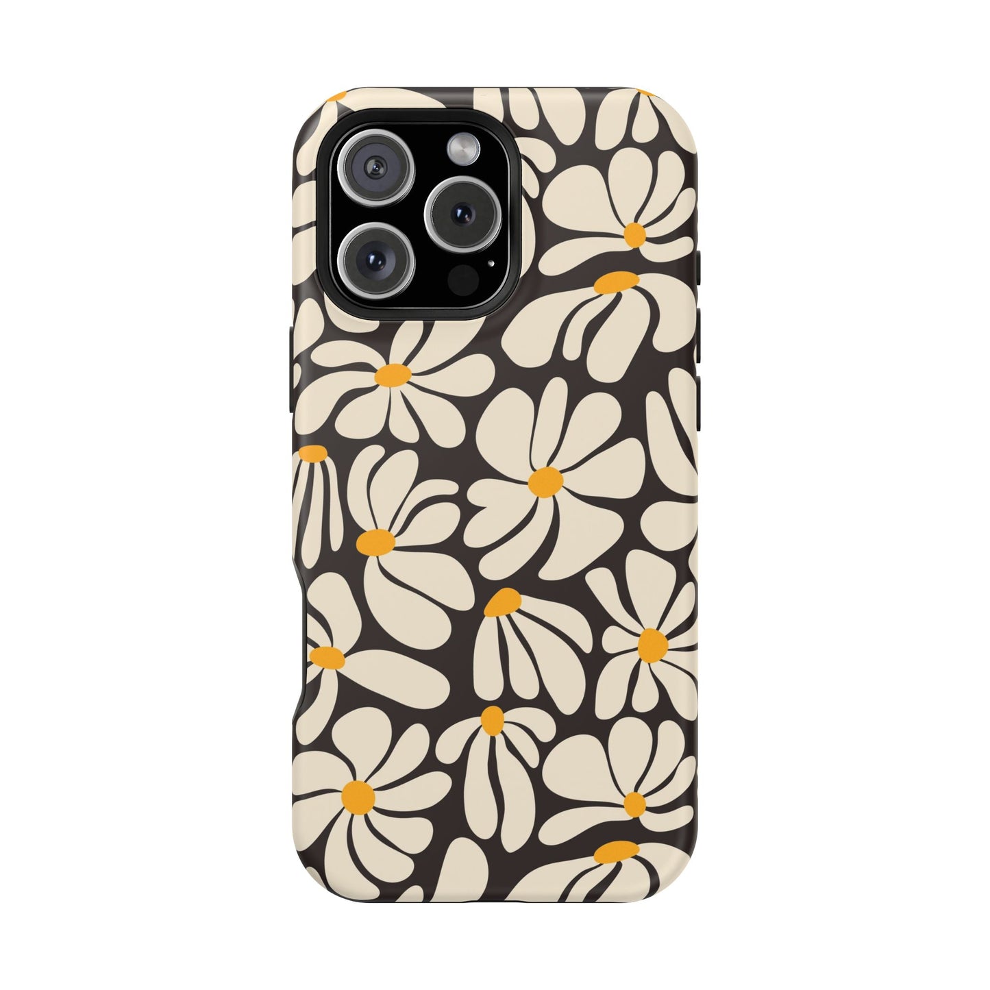 Black Retro Flowers iPhone Case