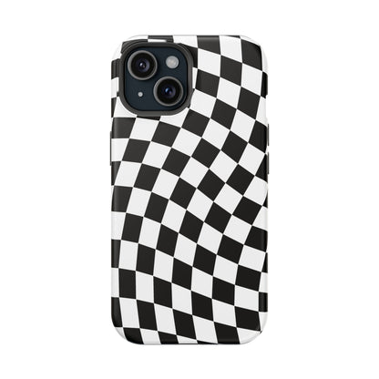 Black Wavy Checkered iPhone Case