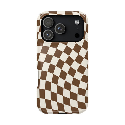 Brown Wavy Checkered iPhone Case