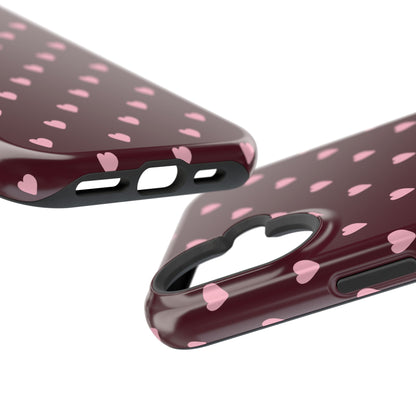 Burgundy & Pink Little Hearts iPhone Case