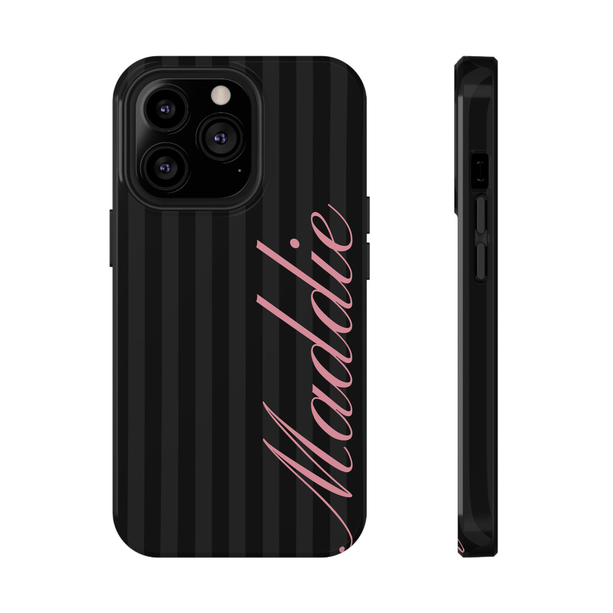 Custom Pink Black Stripes iPhone Case