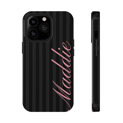 Custom Pink Black Stripes iPhone Case