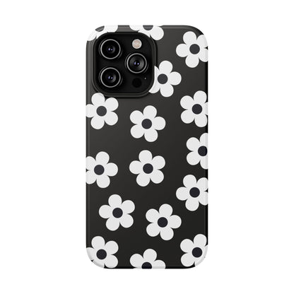 Black Retro Flowers iPhone Case