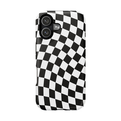 Black Wavy Checkered iPhone Case