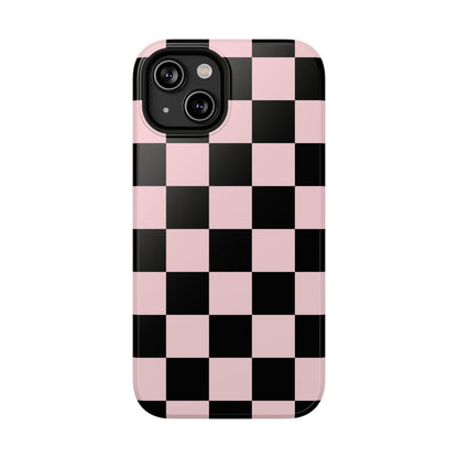 Pink & Black Checkered iPhone Case
