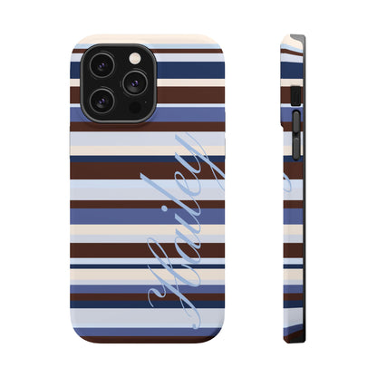 Custom Blueberry Mocha Stripes iPhone Case