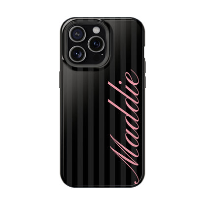 Custom Pink Black Stripes iPhone Case