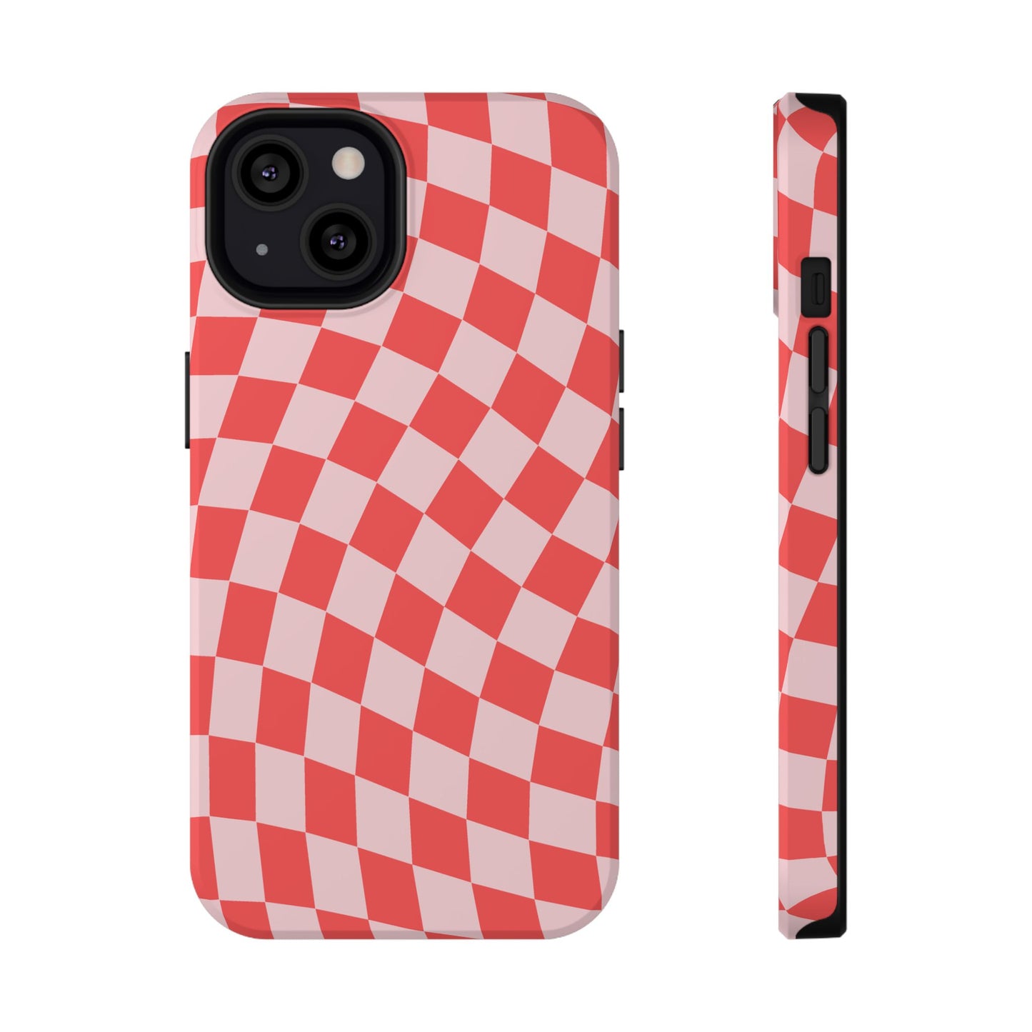 Red & Pink Wavy Checkered iPhone Case