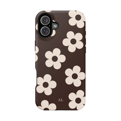 Custom Initials Cocoa Flowers iPhone Case