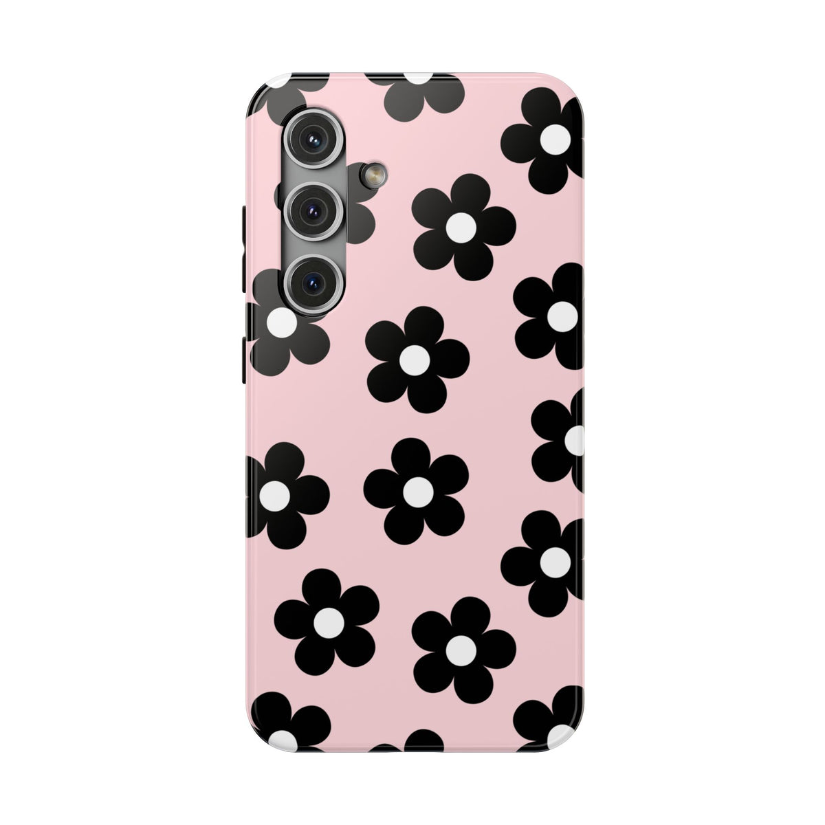 Pink & Black Retro Flowers Samsung Case