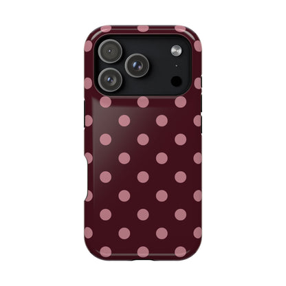 Burgundy & Pink Polka Dots iPhone Case