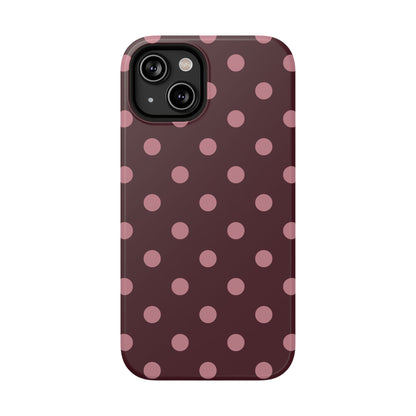 Burgundy & Pink Polka Dots iPhone Case