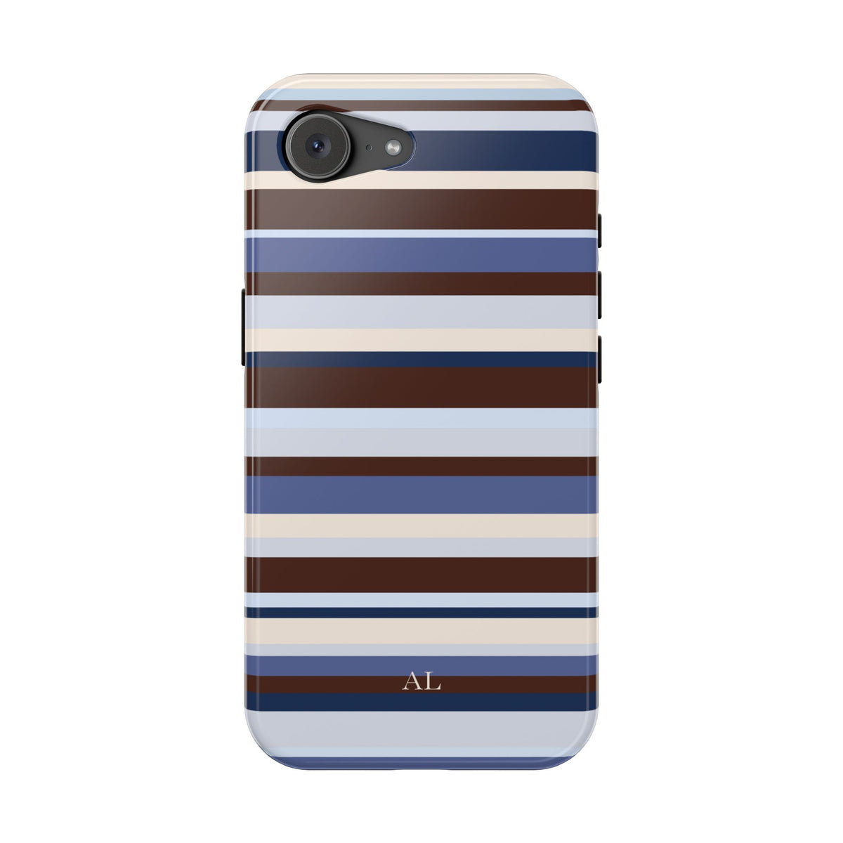 Custom Initials Blueberry Mocha Stripes iPhone Case