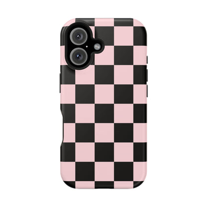 Pink & Black Checkered iPhone Case