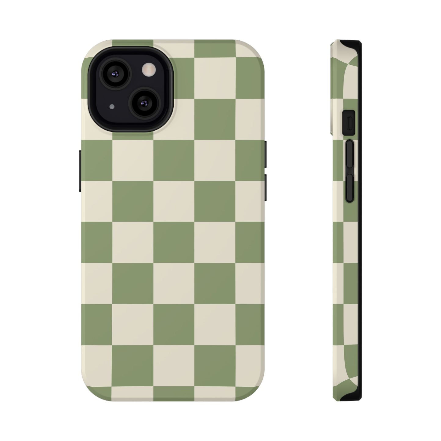 Green & Beige Checkered iPhone Case