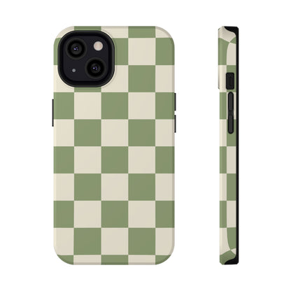 Green & Beige Checkered iPhone Case