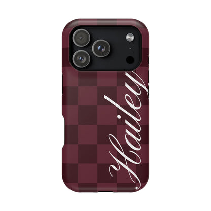 Custom Burgundy Checkered iPhone Case