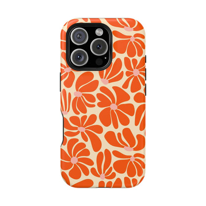 Orange Vintage Flowers iPhone Case