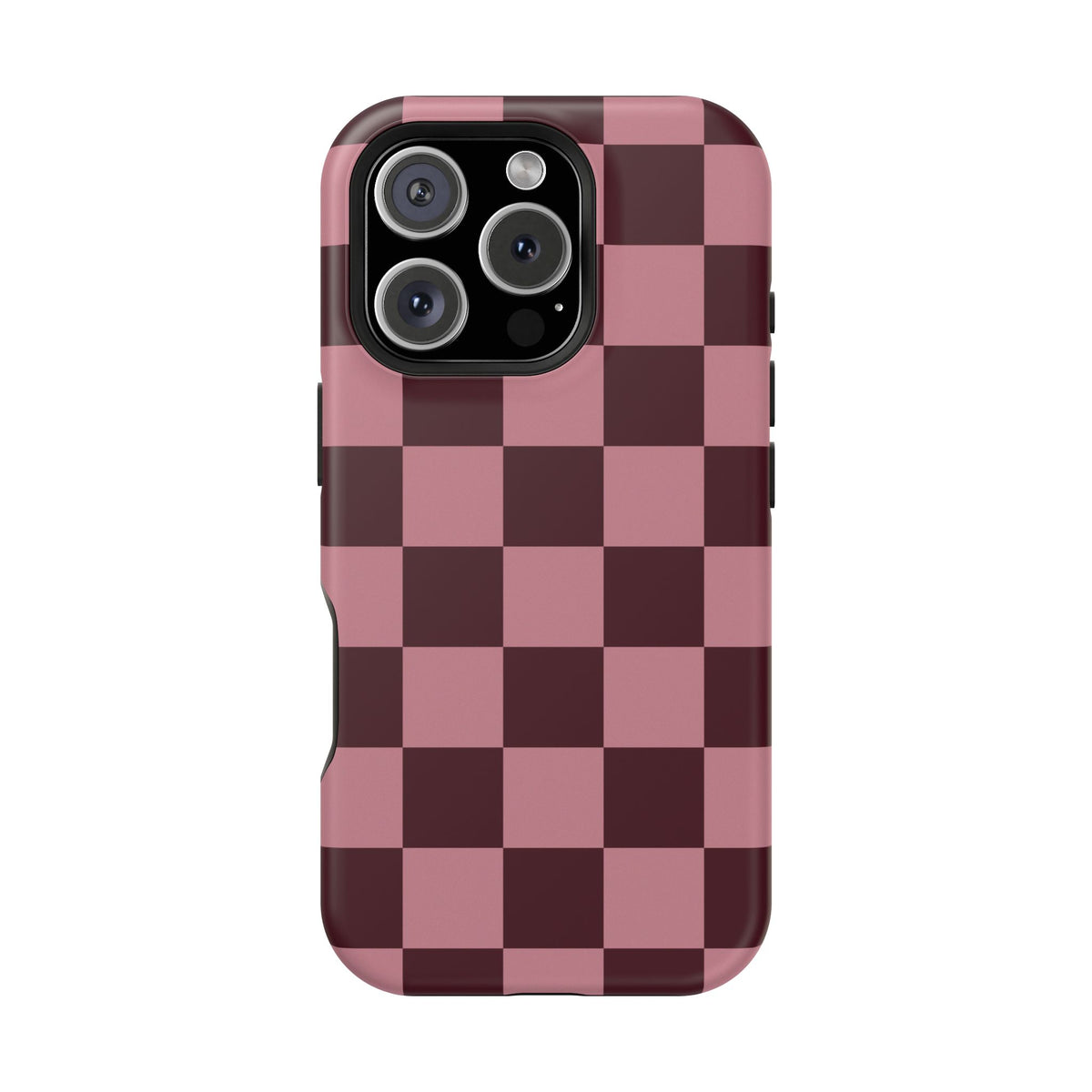Burgundy & Pink Checkered iPhone Case