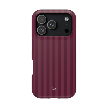Custom Initials Plum Stripes iPhone Case