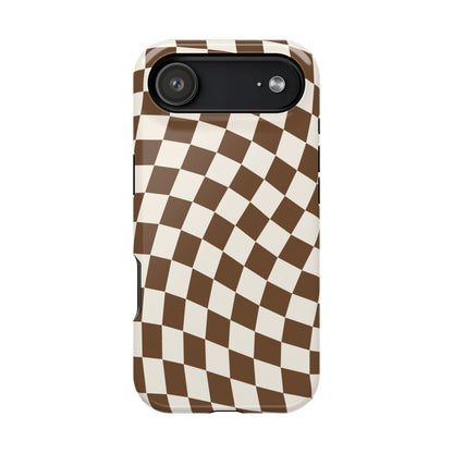 Brown Wavy Checkered iPhone Case