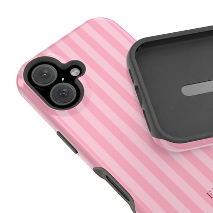 Custom Initials Pink Stripes iPhone Case