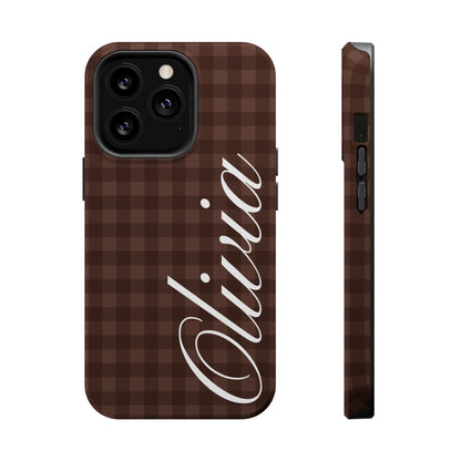 Custom Brown Gingham iPhone Case