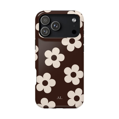 Custom Initials Cocoa Flowers iPhone Case