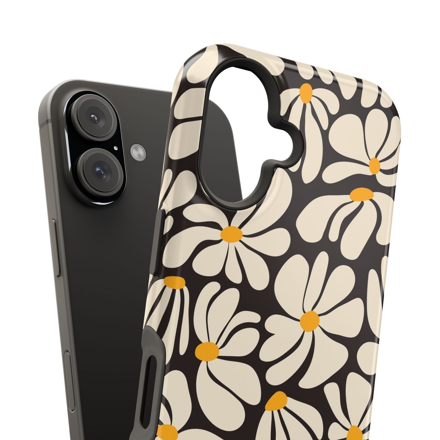 Black Retro Flowers iPhone Case