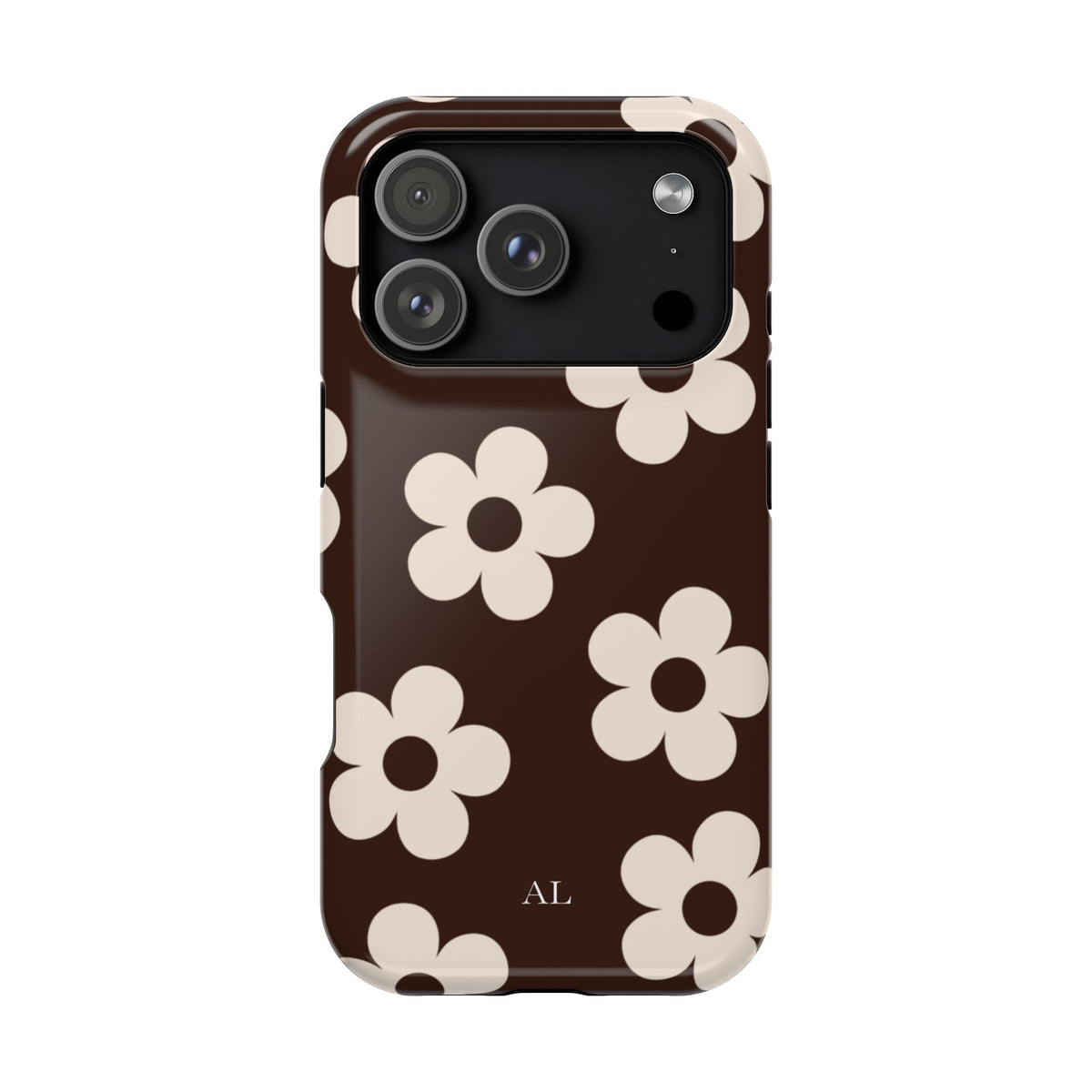 Custom Initials Cocoa Flowers iPhone Case