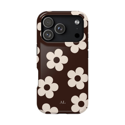 Custom Initials Cocoa Flowers iPhone Case
