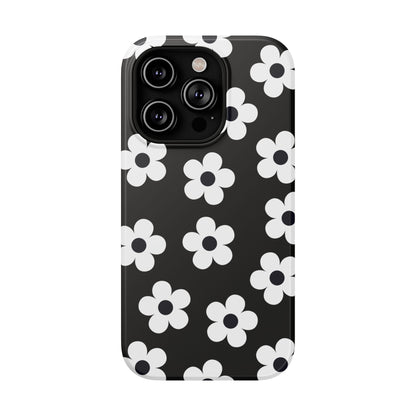 Black Retro Flowers iPhone Case