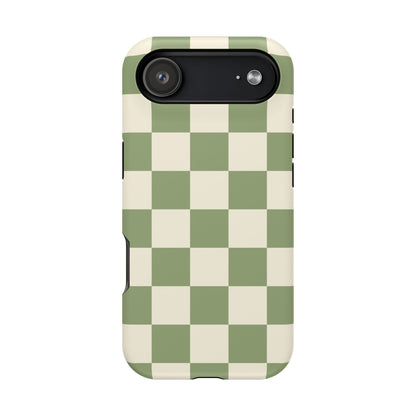 Green & Beige Checkered iPhone Case