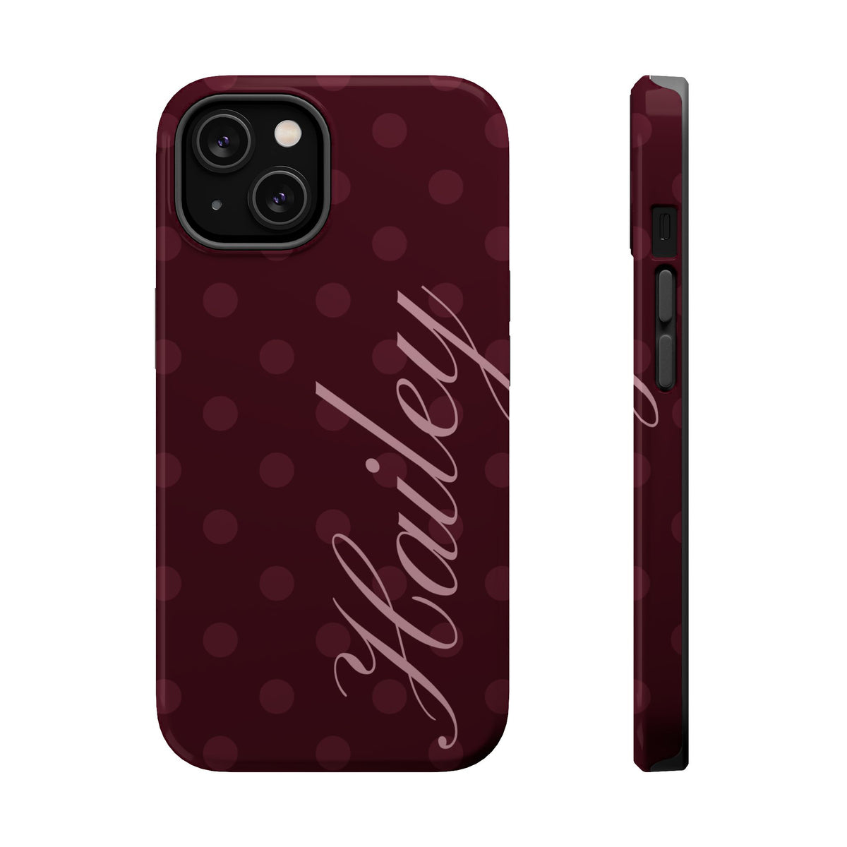 Custom Burgundy Polka Dots iPhone Case