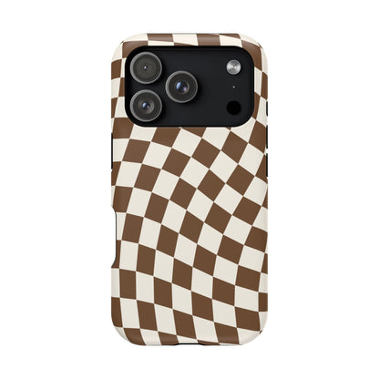 Brown Wavy Checkered iPhone Case