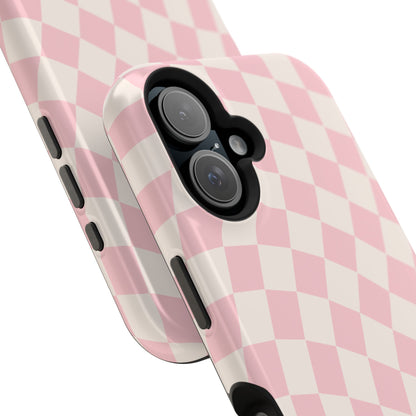 Pink & Beige Wavy Checkered iPhone Case