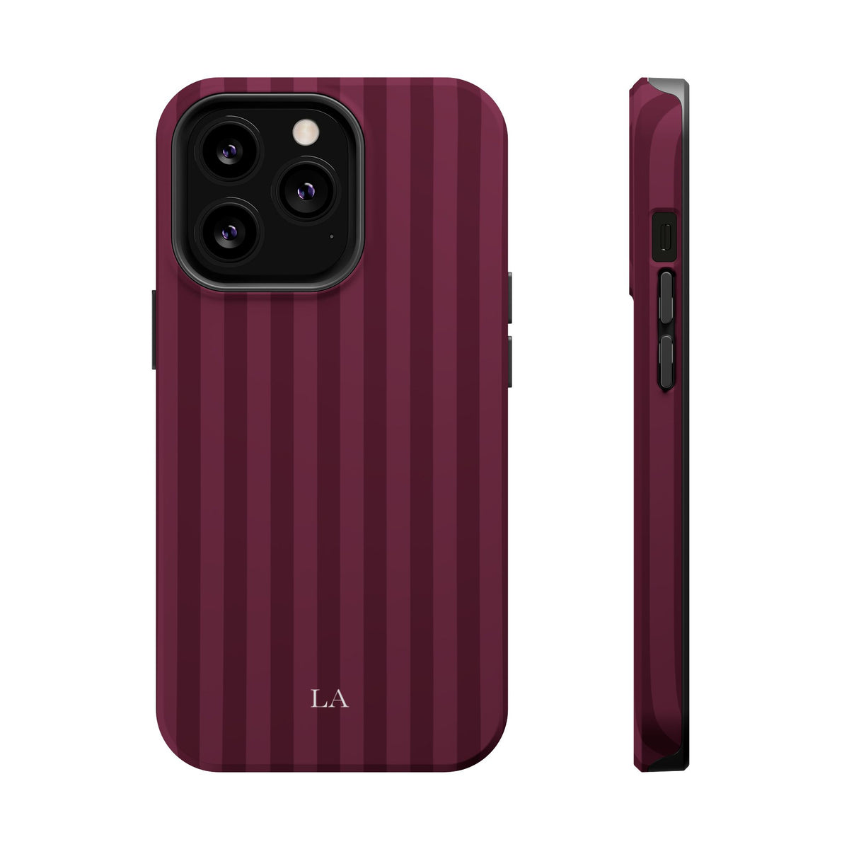 Custom Initials Plum Stripes iPhone Case