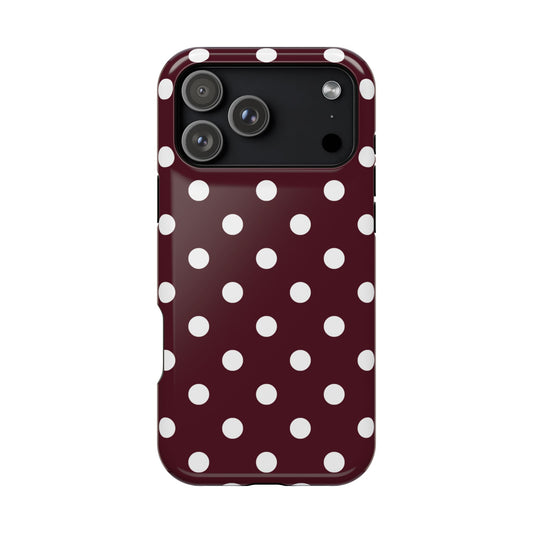 Burgundy Polka Dots iPhone Case