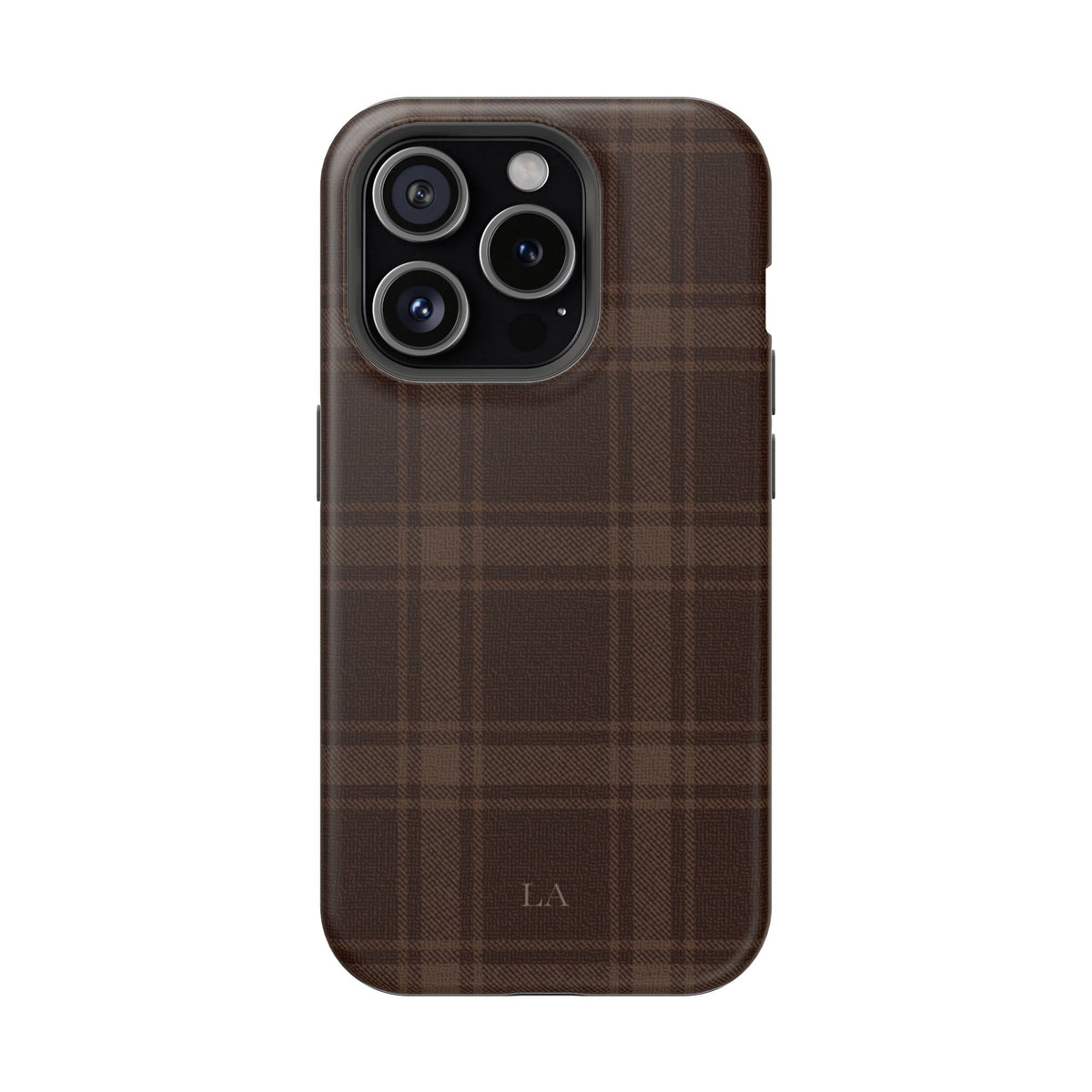 Custom Initials Cocoa Plaid iPhone Case