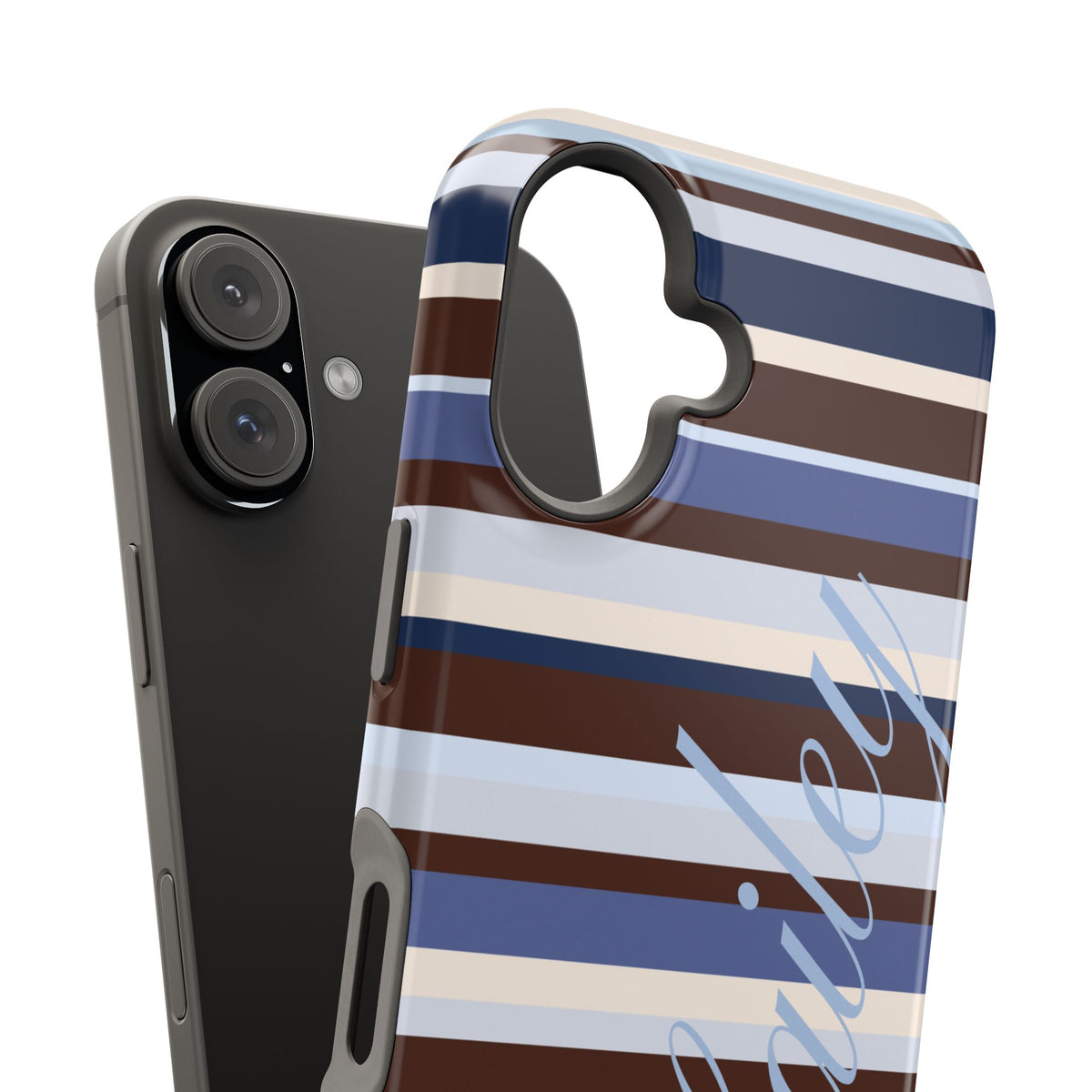 Custom Blueberry Mocha Stripes iPhone Case