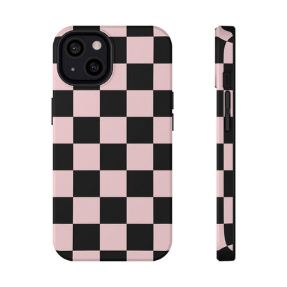 Pink & Black Checkered iPhone Case