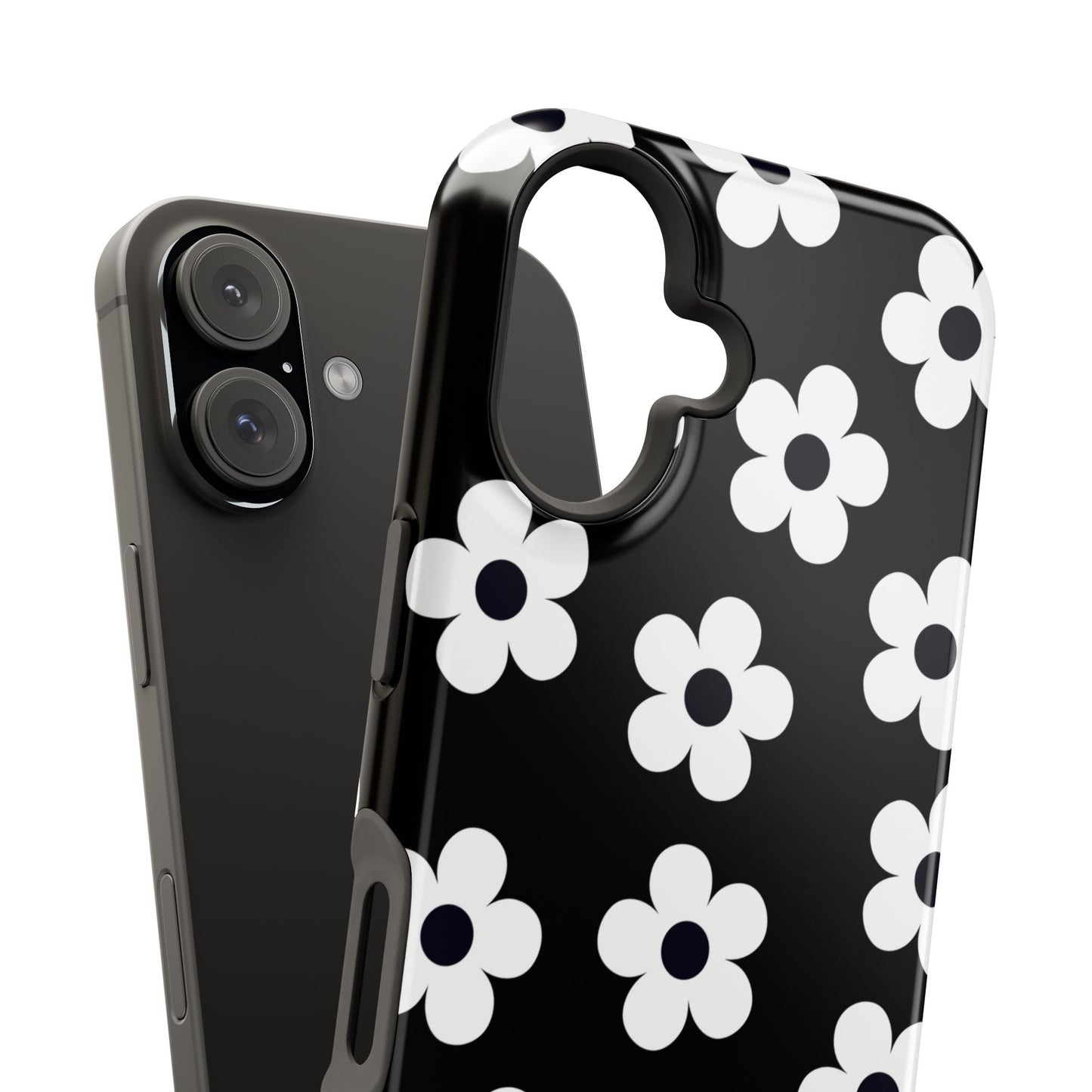 Black Retro Flowers iPhone Case