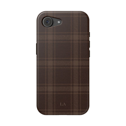 Custom Initials Cocoa Plaid iPhone Case