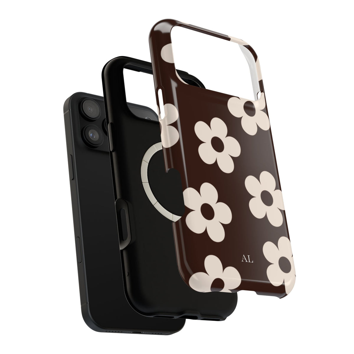 Custom Initials Cocoa Flowers iPhone Case